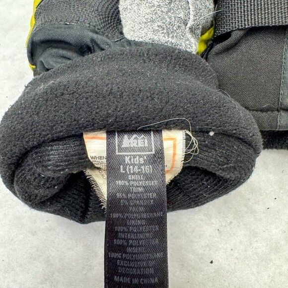 REI Winter Mittens Kids Large 14-16 Black Skiing Snowboarding Snow Sled Tubing - Picture 4 of 5